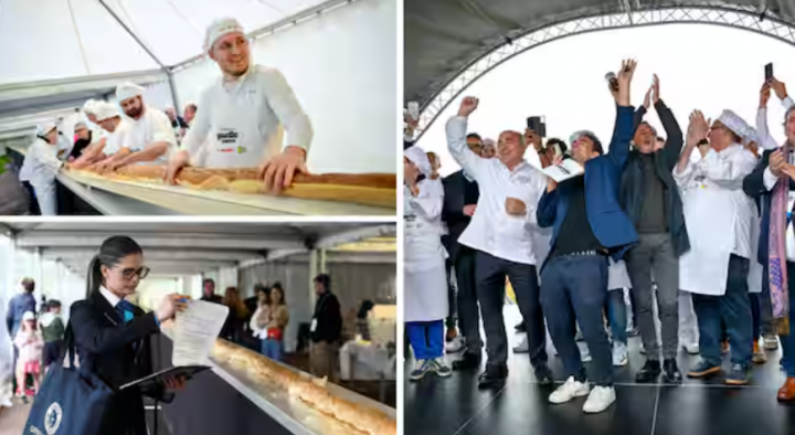 Pada hari Minggu, sekitar selusin tukang roti berkumpul untuk Suresnes Baguette Show berhasil mengalahkan rekor dunia untuk baguette terpanjang, dengan roti berukuran 140,53 meter /Reuters/X-@villedesuresnes