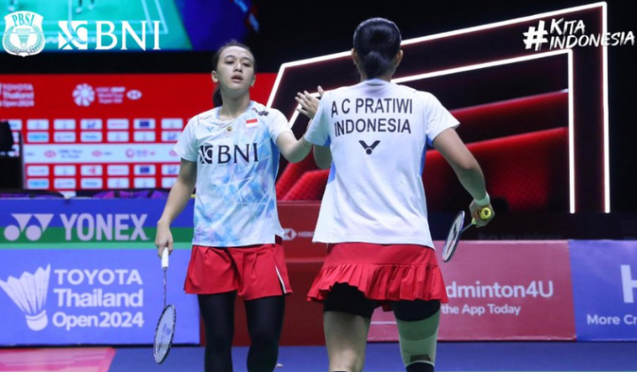 Hasil Thailand Open 2024: Ganda Putri Ana/Tiwi Lolos ke Final. (Tangkapan Layar/@INABadminton)