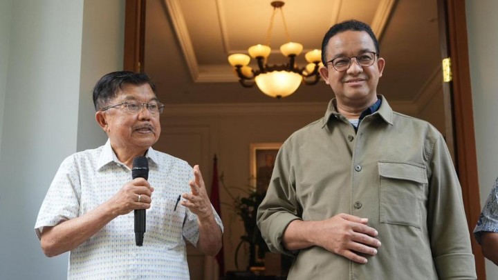 Wakil Presiden ke-10 dan 12 Jusuf Kalla alias JK dan Anies Baswedan. Sumber: RRI