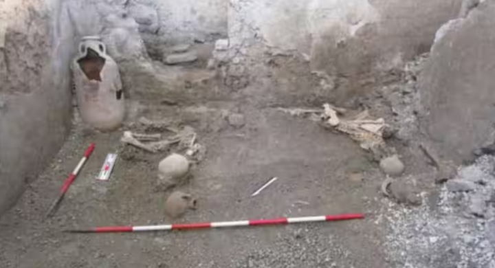 Gambar kerangka yang ditemukan di reruntuhan Pompeii /net
