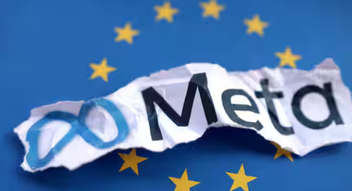 Bendera UE dan logo Meta terlihat pada ilustrasi ini /Reuters