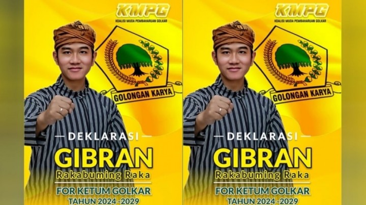 Poster Gibran Rakabuming menjadi Ketum Golkar yang baru. Sumber: Suara.com