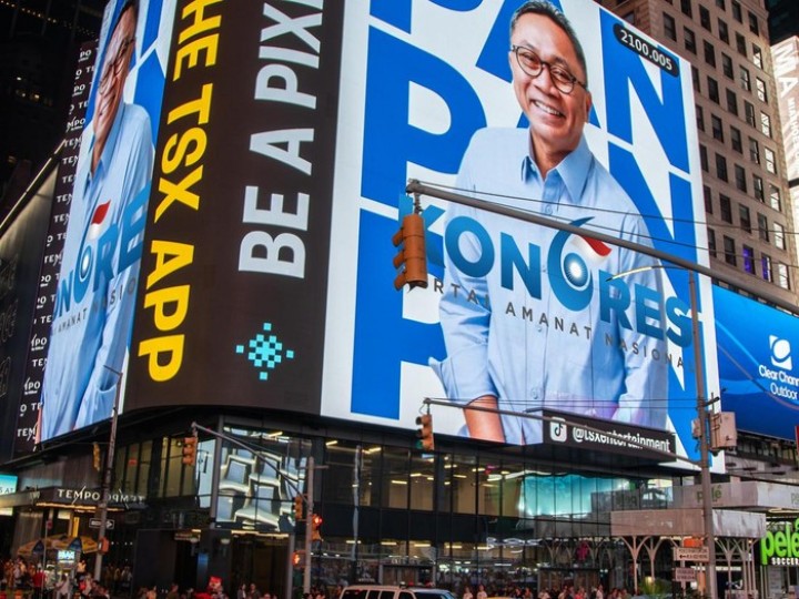 Iklan kongres PAN mejeng di Times  Square, Amerika Serikat. Sumber: Instagram