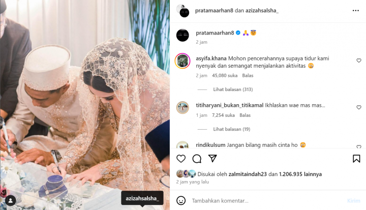 Arhan Disebut Talak Azizah Salsha Gegara Ketahuan Selingkuh, Tapi Posting Photo Nikah di Instagram. (X/@pratamarhan8)