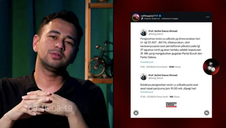 Raffi Ahmad Dicap Perusak Demokrasi, Jalan Bareng Gibran hingga Post Ucapan Dasco di Instagram. (X/@indoforbase)