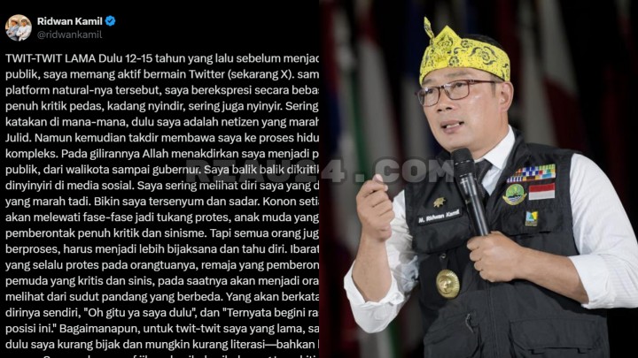 Twit Lama Ridwan Kamil soal Sifat Orang Jakarta dan DPR Viral, RK: Maafkan Aku yang Dulu, Mari Move On!. (Collage By Riau24.com X/@ridwankamil)