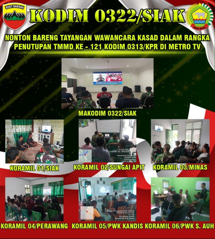 Prajurit Kodim 0322/Siak Nobar Live Streaming Wawancara KASAD