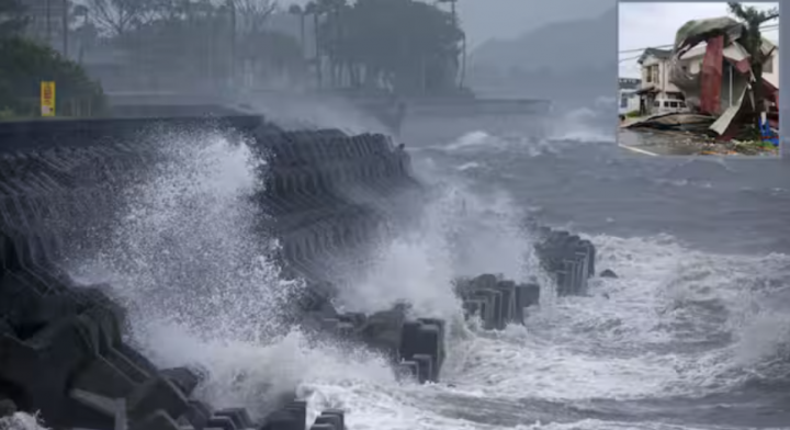 Gelombang tinggi diamati di sepanjang pantai saat Topan Shanshan menghantam barat daya Jepang /Reuters