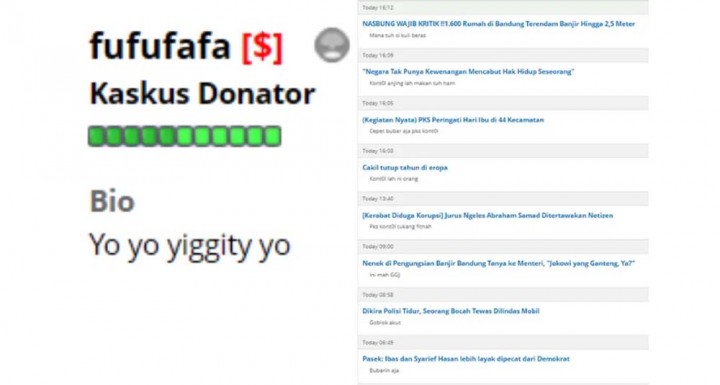 Tangkapan gambar akun Kaskus fufufafa. Sumber: internet