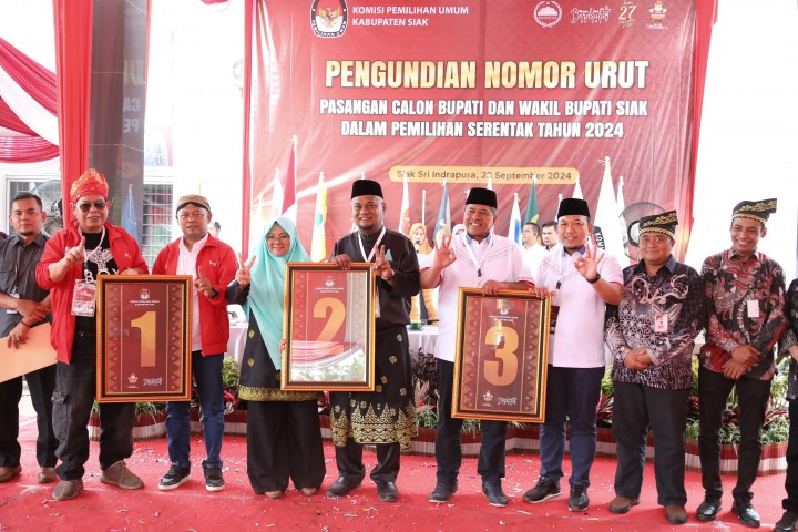 KPU Siak tetapkan nomor urut pasangan calon Bupati dan Wakil Bupati Kabupaten Siak 