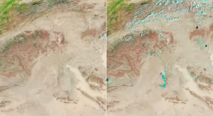 Gambar bercak hijau di Gurun Sahara diambil oleh NASA /net