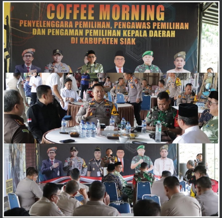 Perkuat Sinergitas dan Komunikasi,Kapolres Siak AKBP Asep Sujarwadi Kembali Gelar Cofee Morning Bersama Penyelenggara Pengawas dan Pengaman Pilkada 