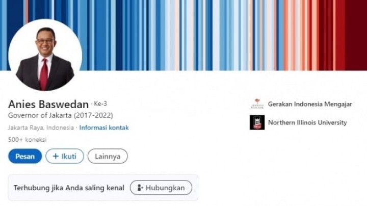 Tangkapan layar profil LinkedIn Anies Baswedan. Sumber: Internet