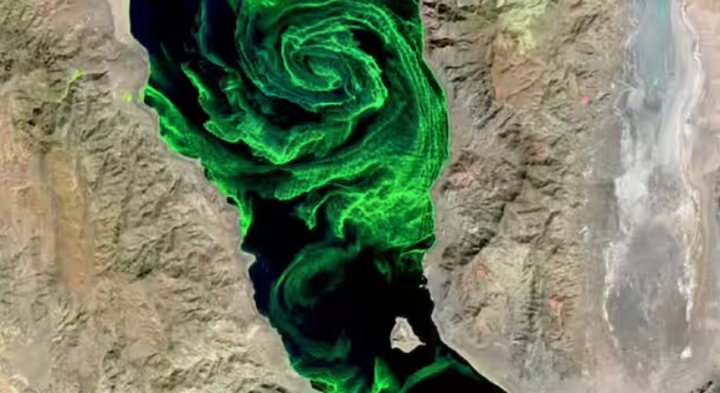 Gambar pusaran hijau menakutkan yang ditangkap di Danau Piramida di Nevada oleh NASA /Istimewa-USGS.gov