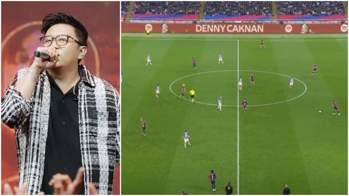 Denny Caknan Trending di X, Namanya Muncul di Laga Barcelona vs Espanyol. (Collage By Zar)