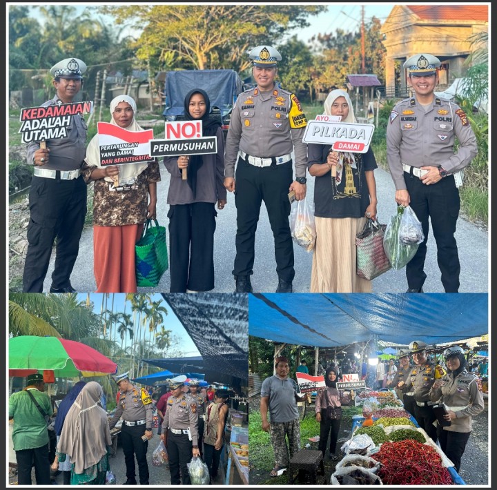 Sat Lantas Polres Siak grebek Pasar Geronggang Kecamatan Mempura Kabupaten Siak dalam rangka Cooling Sistem Pilkada Damai 2024