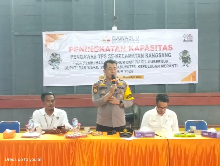 Kapolsek Rangsang Hadiri Rapat Kerja Teknis Penguatan Kapasitas Pengawas TPS Jelang Pemilukada 2024