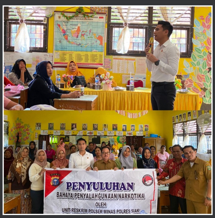 Polsek Minas Gelar Seminar Edukasi Bahaya Narkoba ke Guru SDN 09 Minas Barat dan Ajak Jaga Keamanan Pasca Pilkada