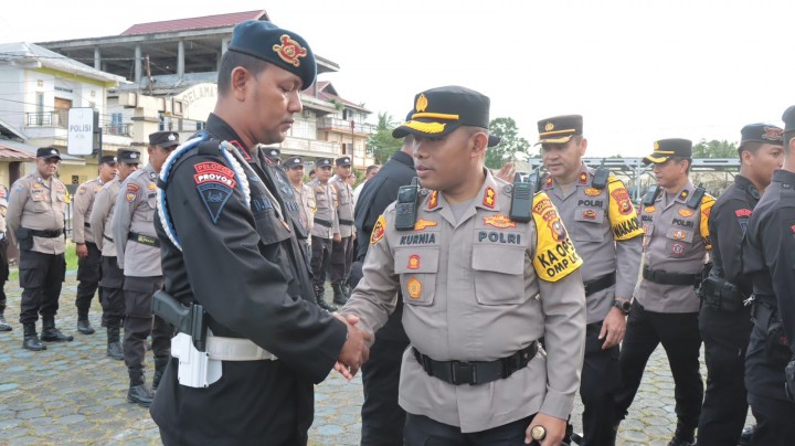 Kapolres Kep Meranti Pimpin Apel Pelepasan Brimob Riau BKO Pam Pilkada