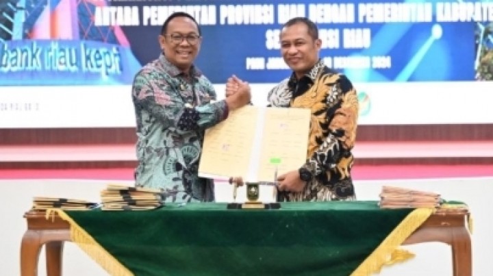 Pemkab Bengkalis MoU Optimalisasi Pemungutan Pajak Daerah Bersama Pj Gubri