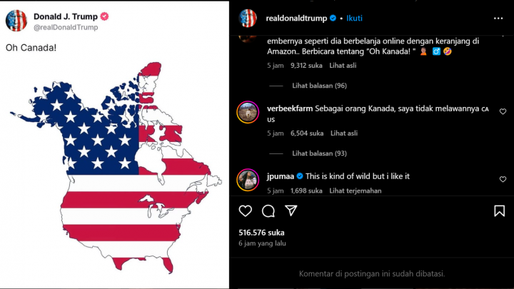 Postingan Donald Trump Bikin Geger, Umumkan Rencana AS Caplok Kanada.