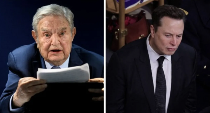 George Soros (kiri) dan Elon Musk (kanan) /AFP