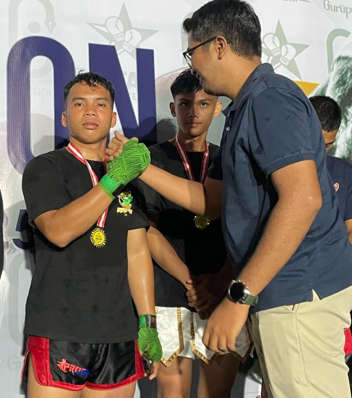 Saat Ikuti Kick Boxing Kelas 70 Kg, Serda Faiz Athallah Harumkan Nama Lanal Dumai