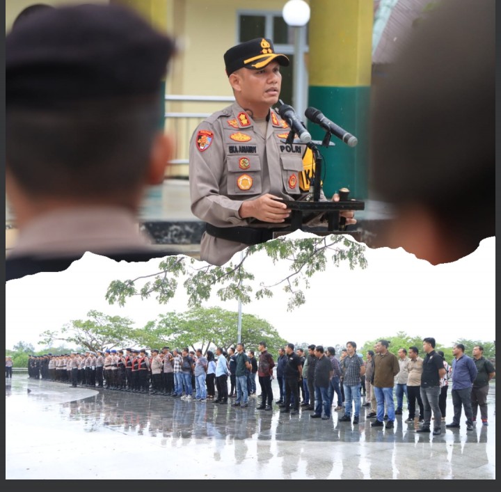 Jelang Rapat Pleno PSU, Polres Siak Gelar Apel Siaga di Lapangan Siak Bermadah