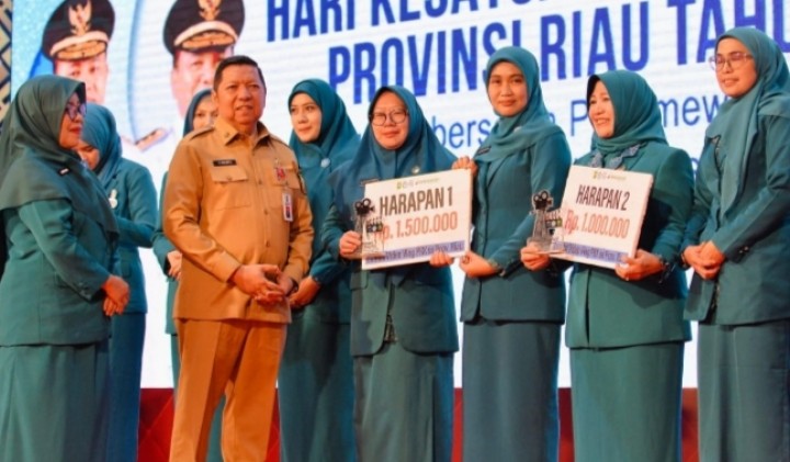 TP PKK Kabupaten Bengkalis Raih Harapan I Lomba HKG ke 53 Tingkat Prov Riau