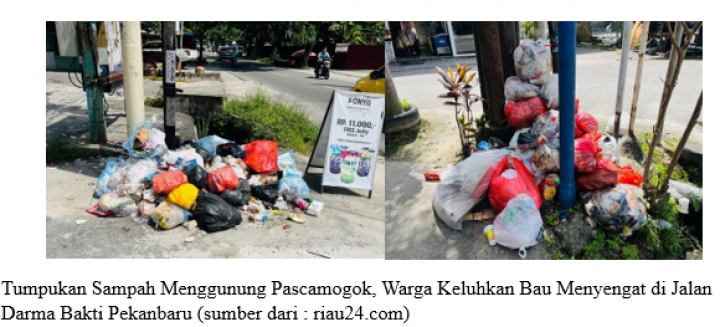 Tumpukan Sampah Menggunung Pascamogok, Warga Keluhkan Bau Menyengat di Jalan Darma Bakti Pekanbaru