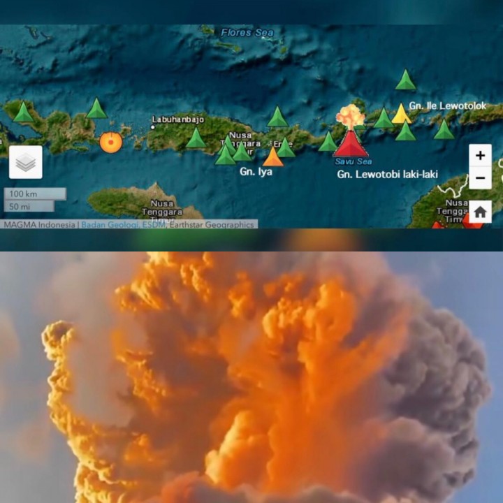 Gunung Lewotobi Laki-laki Erupsi, Muntahkan Abu sampai 10 KM Naikkan Status Jadi Awas