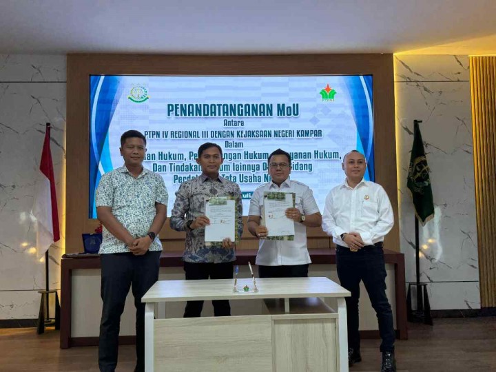 PTPN IV Regional III-Kejari Kampar MoU Jaga Investasi Berkelanjutan di Bumi Sari Madu