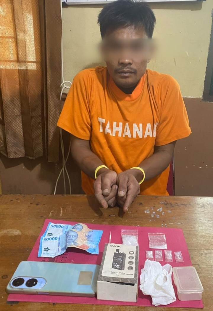 Polsek Minas Ringkus Pengedar Narkoba, 6,72 Gram Shabu Diamankan di Belakang Rumah Pelaku