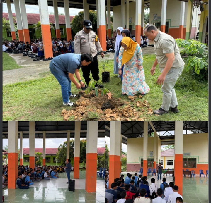 Polres Siak Gandeng SMKN 1 Mempura, Sosialisasikan Bahaya Narkoba dan Tanamkan Semangat Green Policing