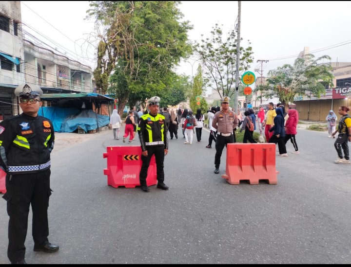 Polsek Tualang Amankan CFD Perawang, Warga Nyaman Berolahraga Bebas Kendaraan