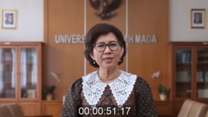 Rektor UGM Ova Emilia. (Tangkapan layar)