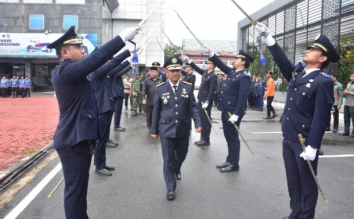 Harhunnas Wabup Bengkalis Bacakan Amanat Menhub dan Disambut Pedang Pora