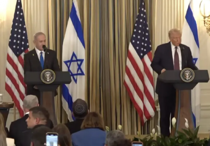 Perdana Menteri Benjamin Netanyahu dan Presiden Donald Trump berpidato dalam konferensi pers bersama /net