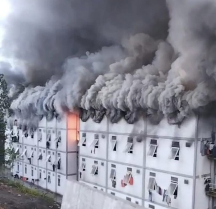Hunian di IKN Kebakaran Besar, Para Pekerja Dievakuasi. (Tangkapan Layar)