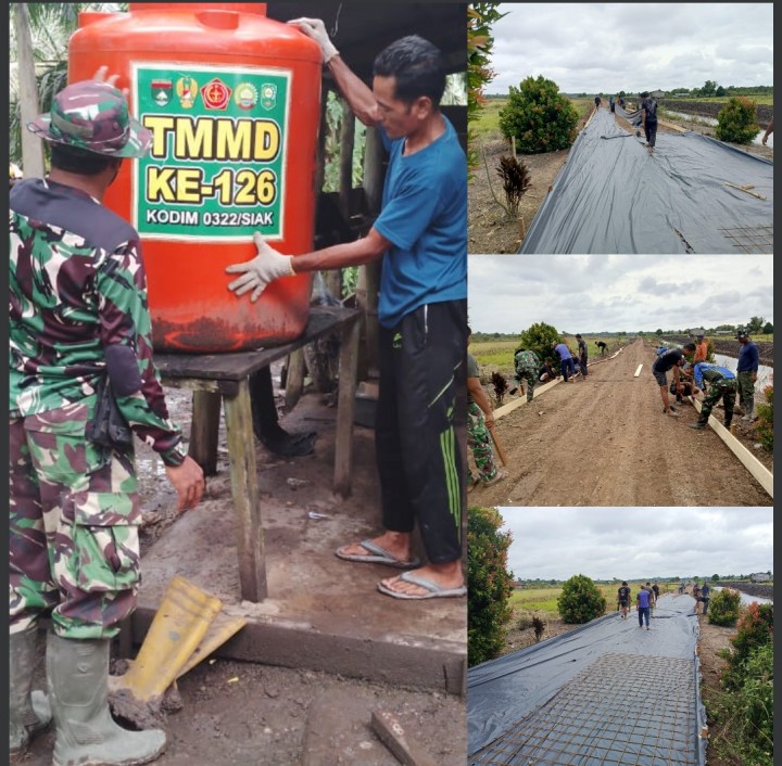 Solid dan Kompak! Sinergi TNI dan Warga di TMMD ke-126 Siak Lanjutkan Semenisasi dan Pemasangan Stiker Semangat Gotong Royong