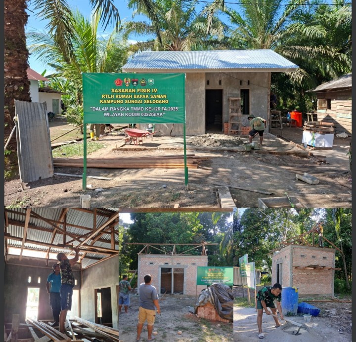 Satgas TMMD Kodim 0322/Siak Kebut Pembangunan RTLH dan MCK, Warga Antusias Gotong Royong