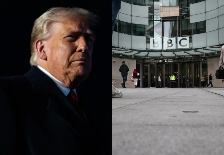Presiden AS Donald Trump (kiri), BBC (kanan)/ AFP