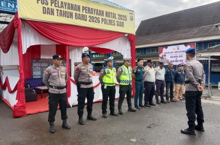 Apel Pos Pelayanan Nataru di Pelabuhan Buton, Polres Siak Siaga Amankan Arus Penyeberangan