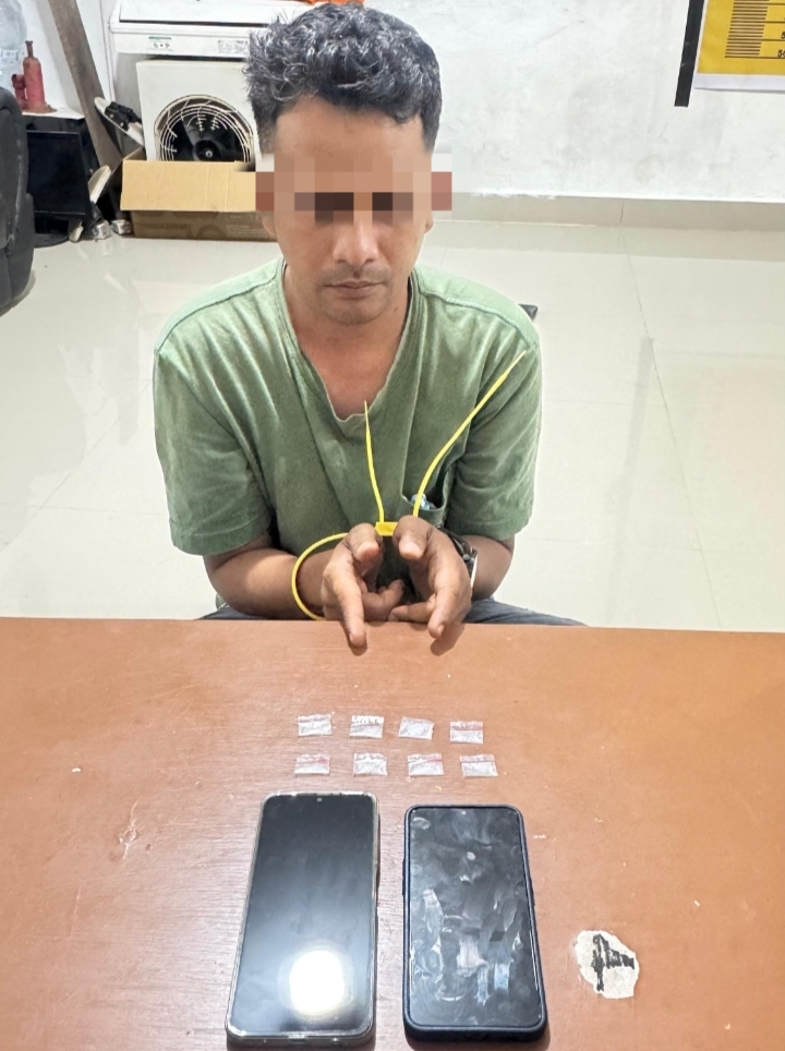 Unit Reskrim Polsek Mandau Ringkus Tersangka Bersama 8 Paket Narkotika
