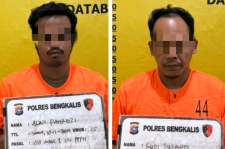 Dua Tersangka Pelaku Ilegal Loging Siak Kecil Diringkus Satreskrim Polres Bengkalis