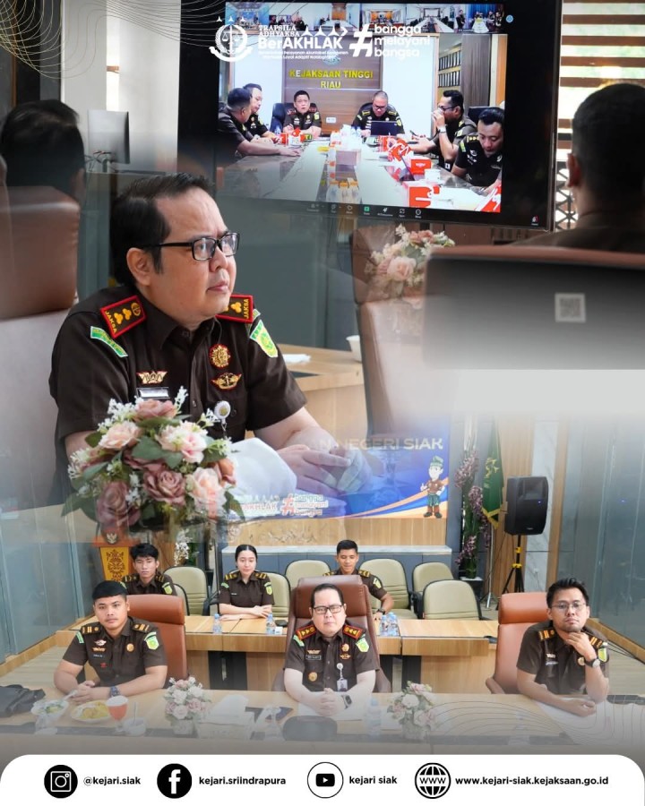Kejari Siak Ikuti Monitoring dan Evaluasi Penanganan Perkara se-Riau