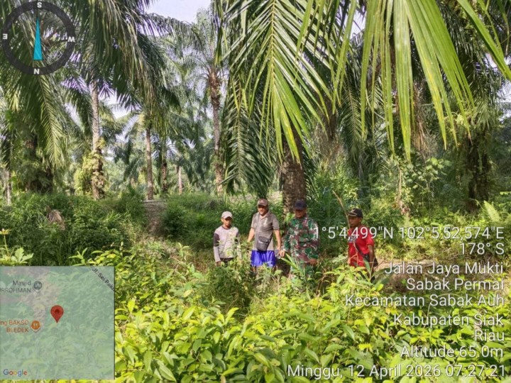 Babinsa Koramil 06/PWK Sabak Auh Laksanakan Patroli Karhutla di Kampung Sabak Permai