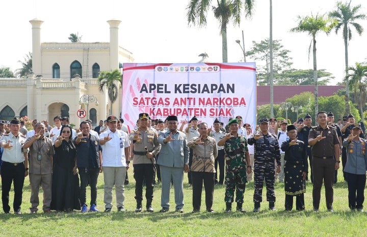 Perang Lawan Narkoba di Siak, Personel Kodim 0322/Siak Ikut Apel Gabungan