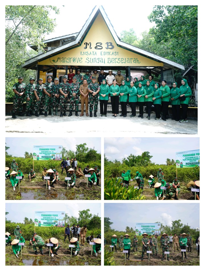 HUT Persit ke-80, Kodim 0322/Siak Gelar Aksi Tanam Mangrove