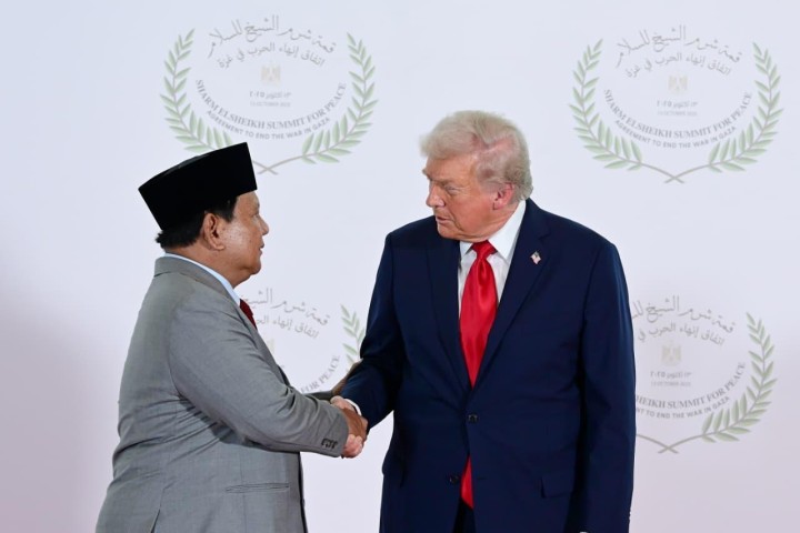 Presiden Prabowo Subianto berjabat tangan dengan Presiden AS Donald Trump. Sumber: Internet